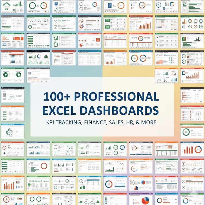 Ultimate Excel Dashboard Collection | 100+ Customizable Business & Finance Templates | KPIs, Sales, HR | Performance Tracking